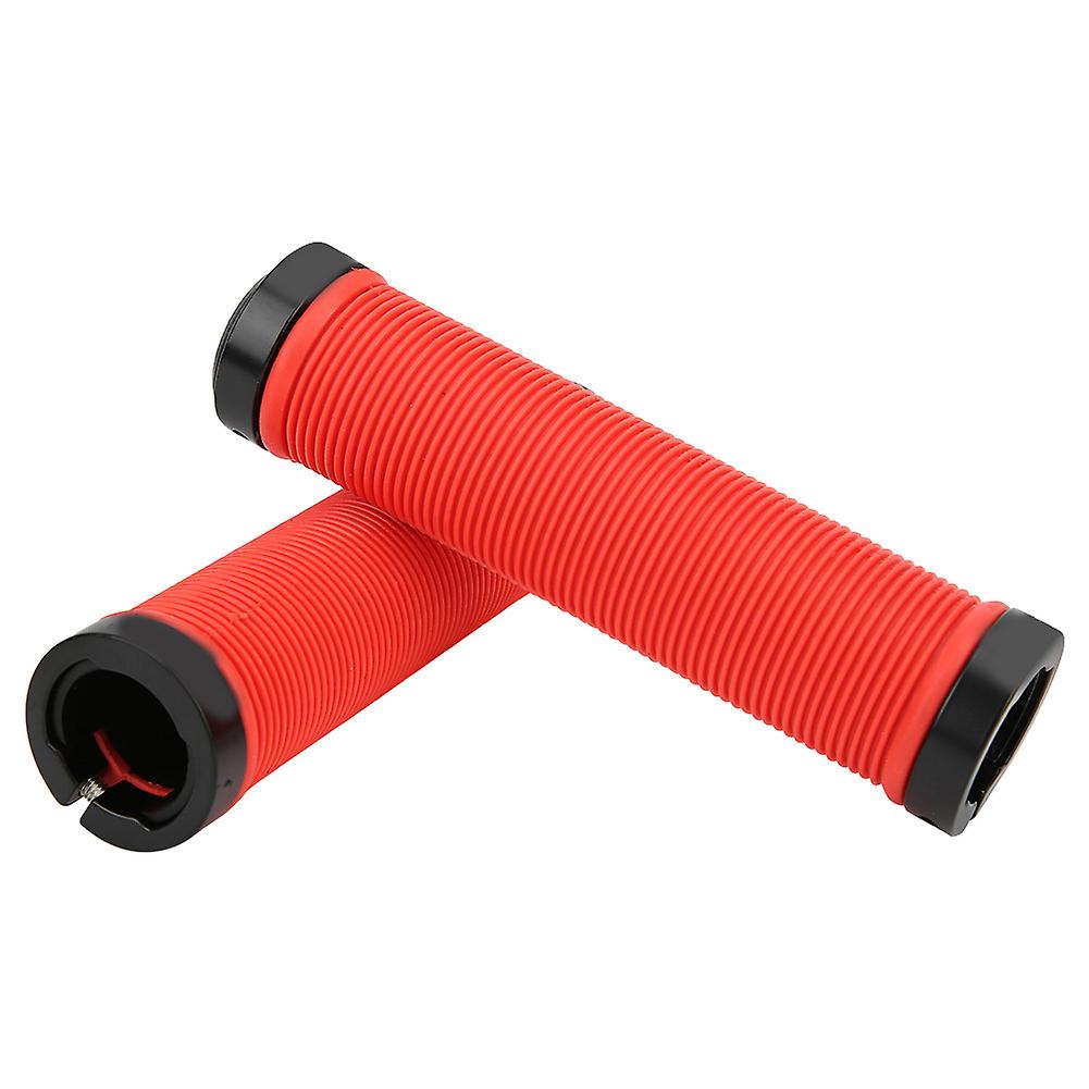 1 Pair Plastic Bicycle Cycling Handle Bar Anti-slip Grips Lock On Mountain Bike Handlebar Gripred