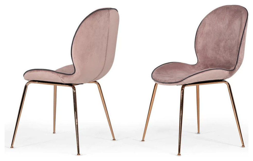 Eden Modern Pink Velvet and Rosegold Dining Chair  Set of 2   Contemporary   Dining Chairs   by V.S.D Furniture  Houzz