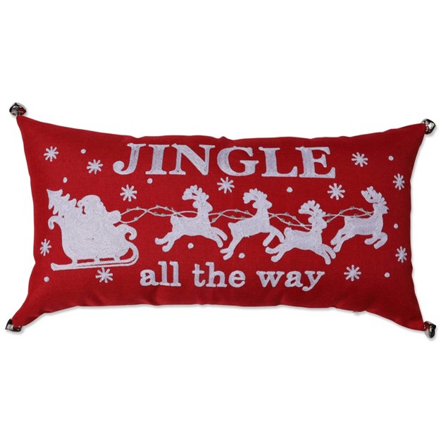 Indoor Christmas x27 jingle All The Way x27 Red Rectangular Throw Pillow Cover Pillow Perfect