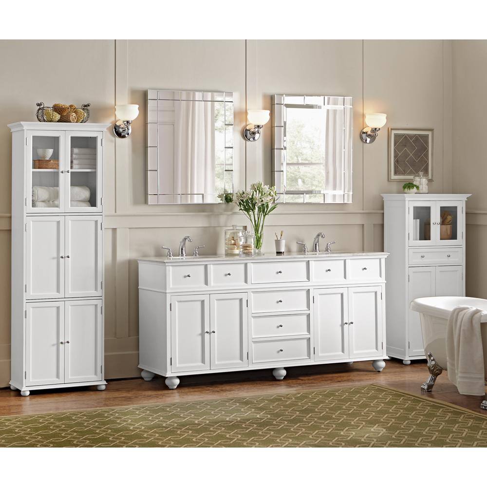 Home Decorators Collection Hampton Harbor 25 in. W x 14 in. D x 52-12 in. H Linen Cabinet with Drawer in White BF-22673-WH