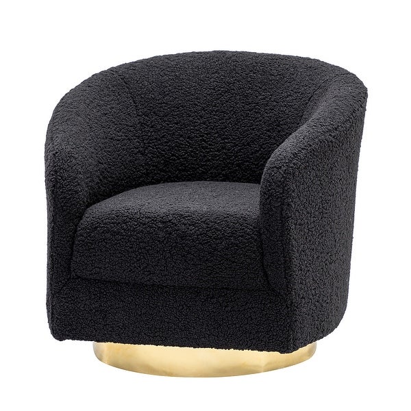 Eleuterio Swivel Elegant Upholstered Accent Barrel Chair with Metal Base and 8 Color Options by HULALA HOME