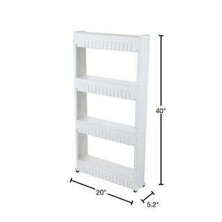 Basicwise 40 in. White Plastic 4-shelf Etagere Bookcase with Adjustable Shelves QI003220