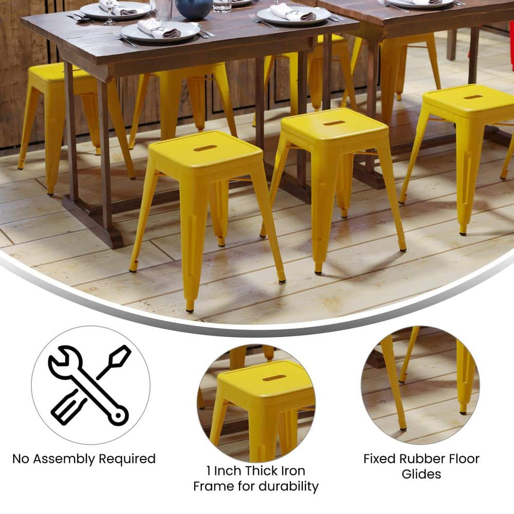 Carnegy Avenue 18 in. Yellow Backless Metal Bar Stool with Metal Seat Set of 4 CGA-ET-509915-YE-HD