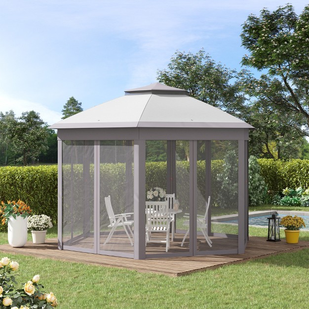 Outsunny 13 x27 x11 x27 Pop Up Gazebo Double Roof Canopy Tent With Zippered Mesh Sidewalls Height Adjustable And Carrying Bag Event Tent For Patio Garden Backyard