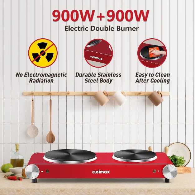 Cusimax Double Hot Plate For Cooking stainless Steel Electric Burner