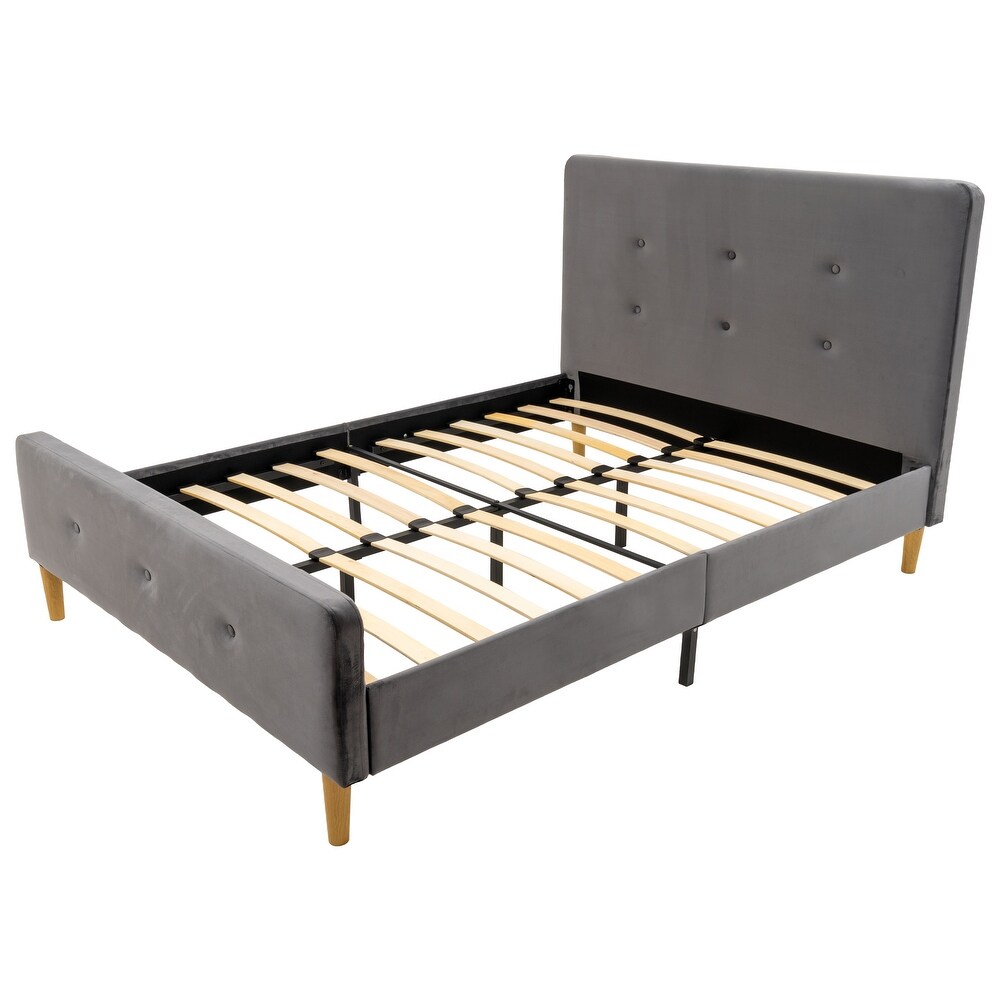 Modern Queen Upholstered Platform Bed Frame with Headboard