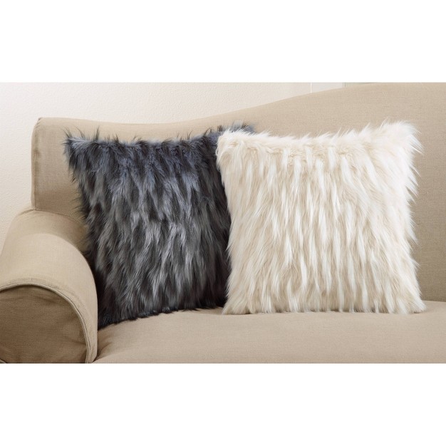 Faux Fur Pillow Black Saro Lifestyle