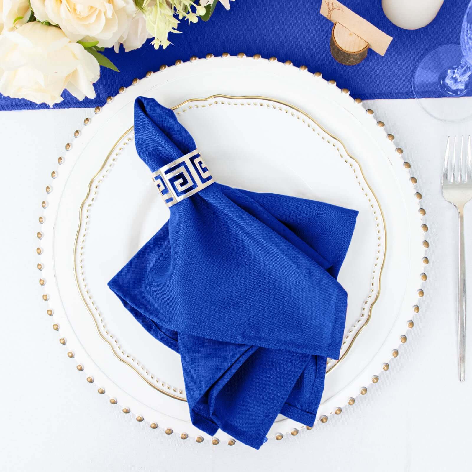 5 Pack Royal Blue Cloth Napkins with Hemmed Edges, Reusable Polyester Dinner Linen Napkins - 17