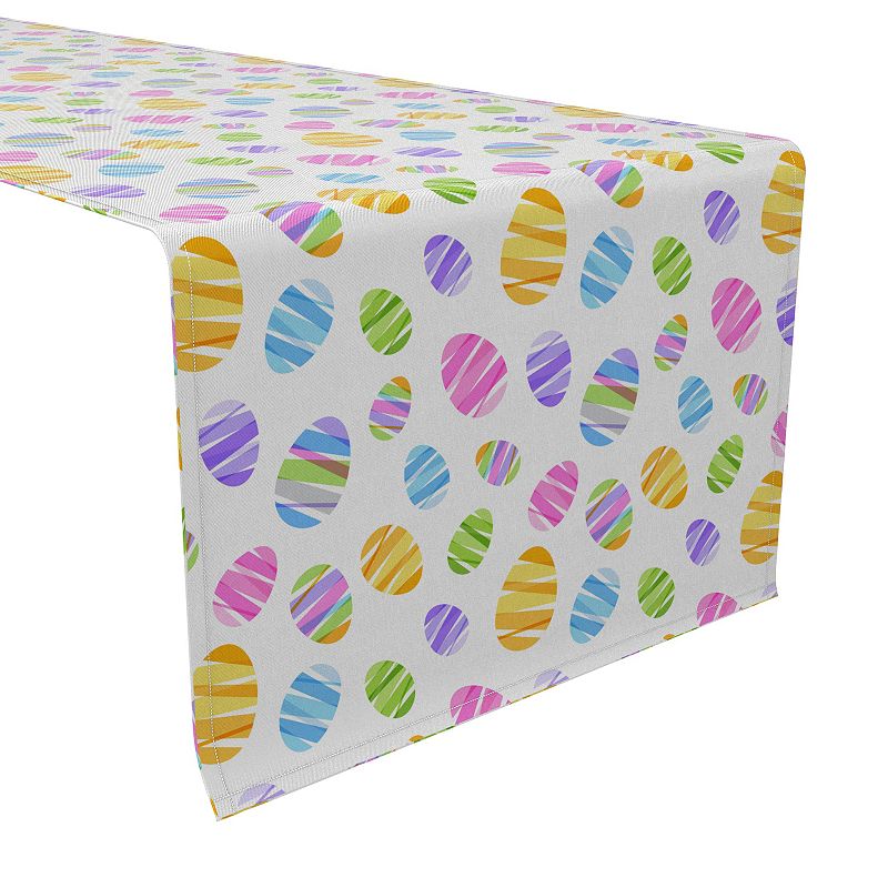 Table Runner， 100% Cotton， 16x108， Ribbon Easter Eggs