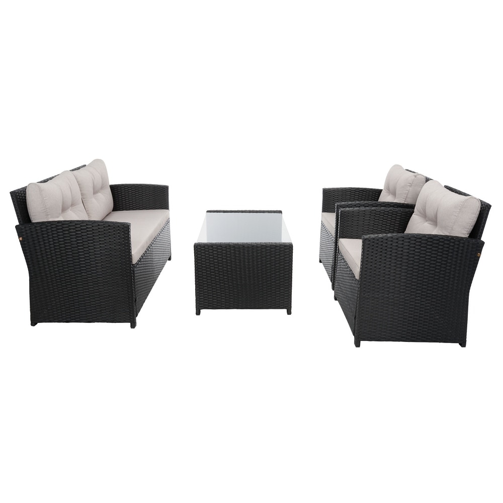 SAFAVIEH Outdoor Vellor 4 Piece Conversation Patio Set.