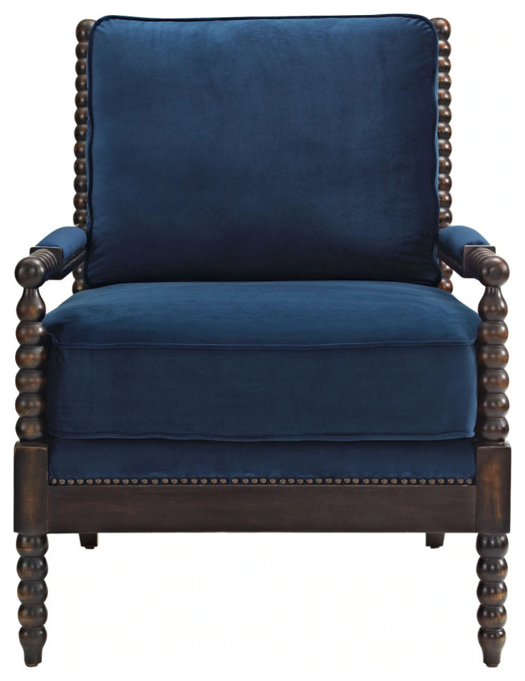 Lilibet Navy Velvet Armchair   Traditional   Armchairs And Accent Chairs   by Love Sofa  Houzz