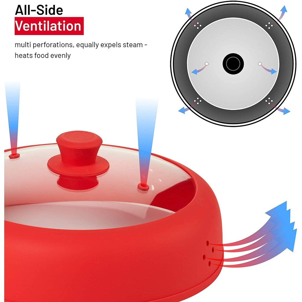 Bezrat Vented  Silicone and Glass Microwave Plate Cover   12\