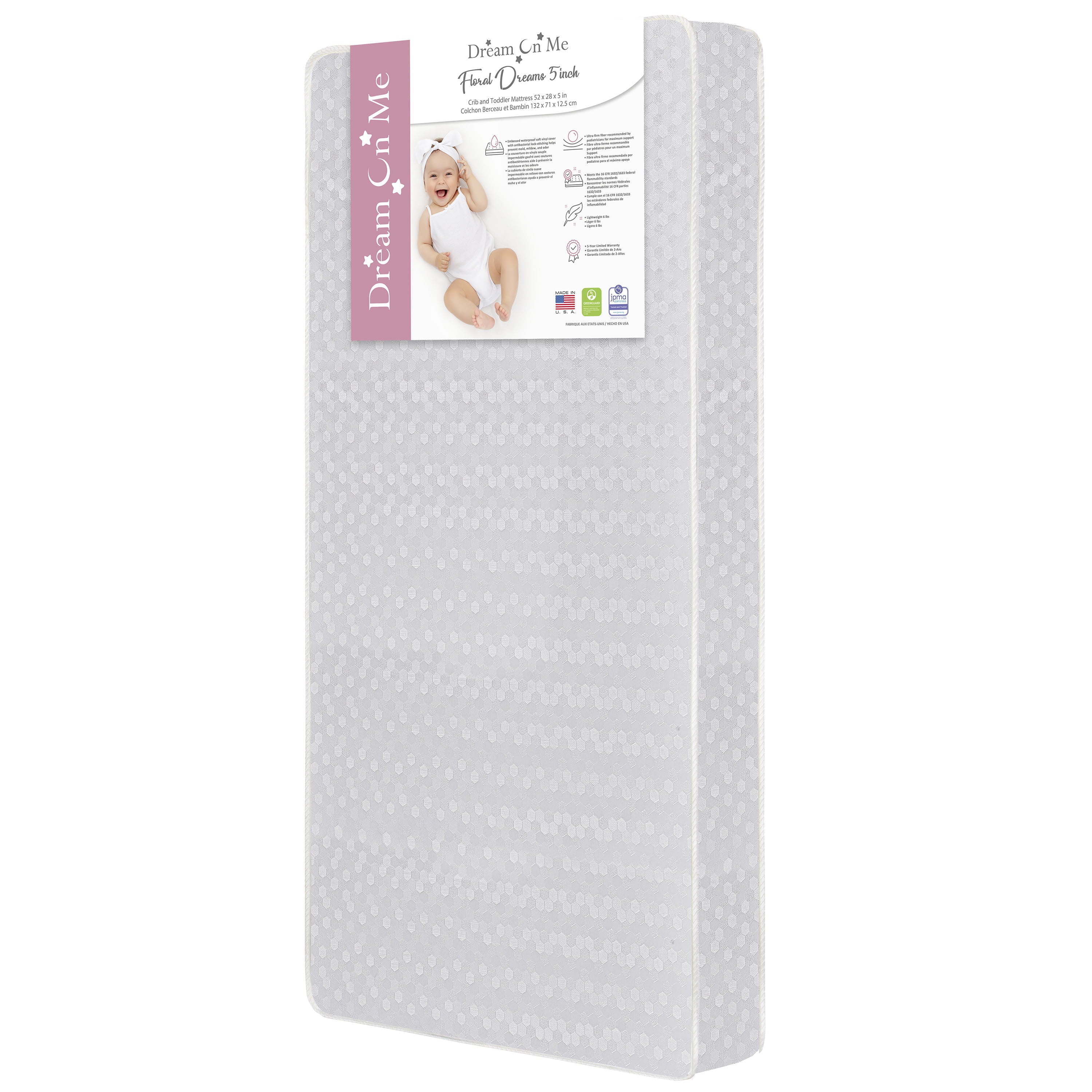 Nursery Essentials Bundle of Dream On Me Ridgefield 5-in-1 Convertible Crib, Dream On Me Ridgefield Changing Table, with a Dream On Me Honeycomb Orthopedic Firm Fiber Standard Crib Mattress