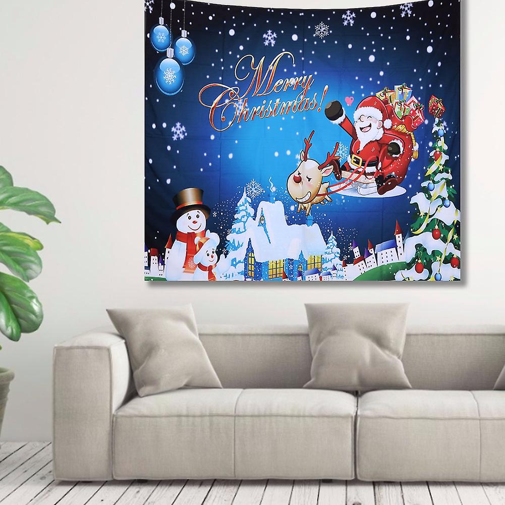 Household Decoration Tapestry Christmas Santa Claus Pattern Wall Hanging Blanket Carpet 150x150cm