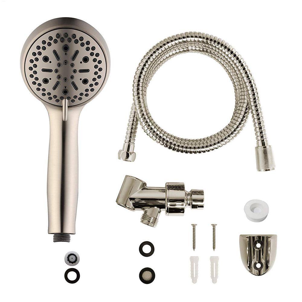 MODONA 8-Spray 6 in. Single Wall Mount Handheld Shower Head in Satin Nickel SS30-SN