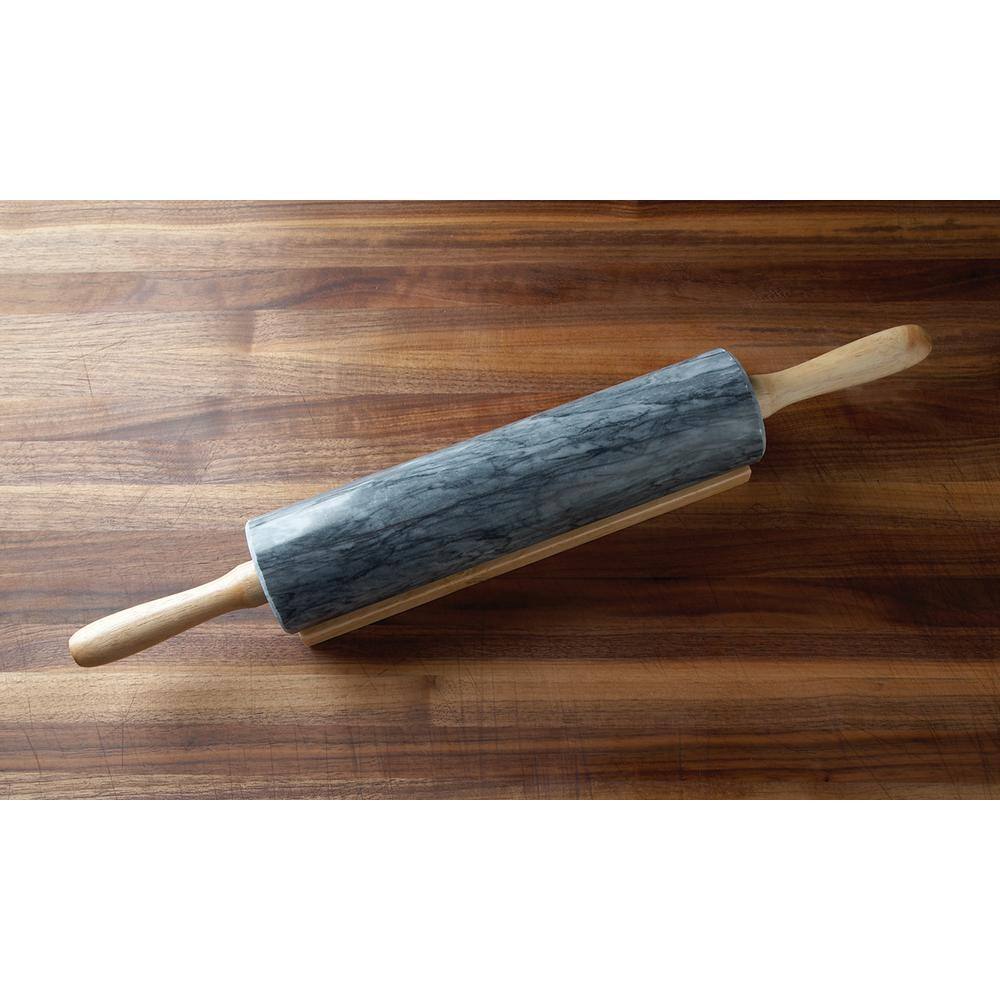 Fox Run Black Marble Rolling Pin and Base 3834