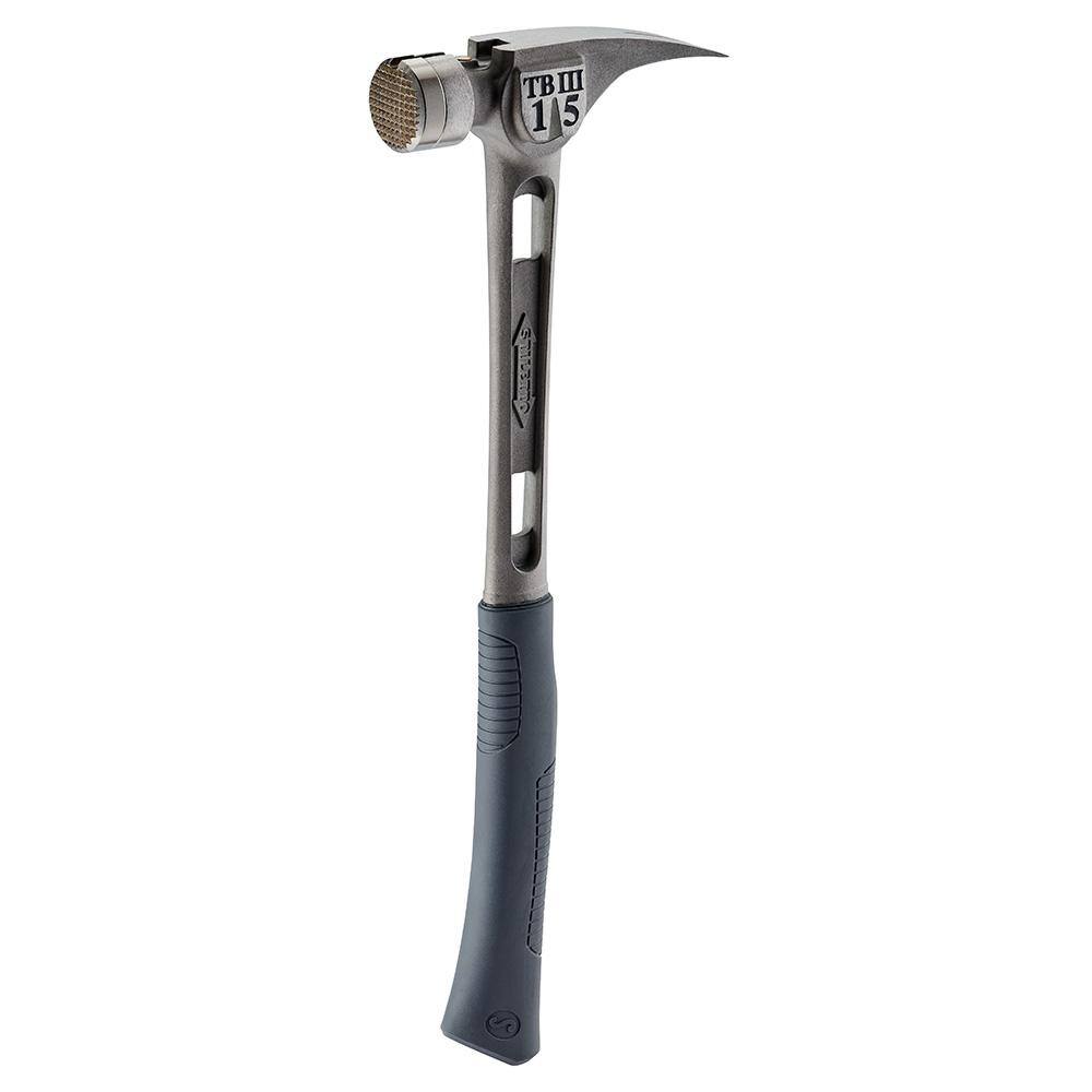 Stiletto 15 oz. TiBone 3 Milled Face Hammer with 18 in. Curved Handle and 9 oz. Drywall Axe Fiberglass Hammer with 13 in. Handle TB3MC-DRYAXE9-F