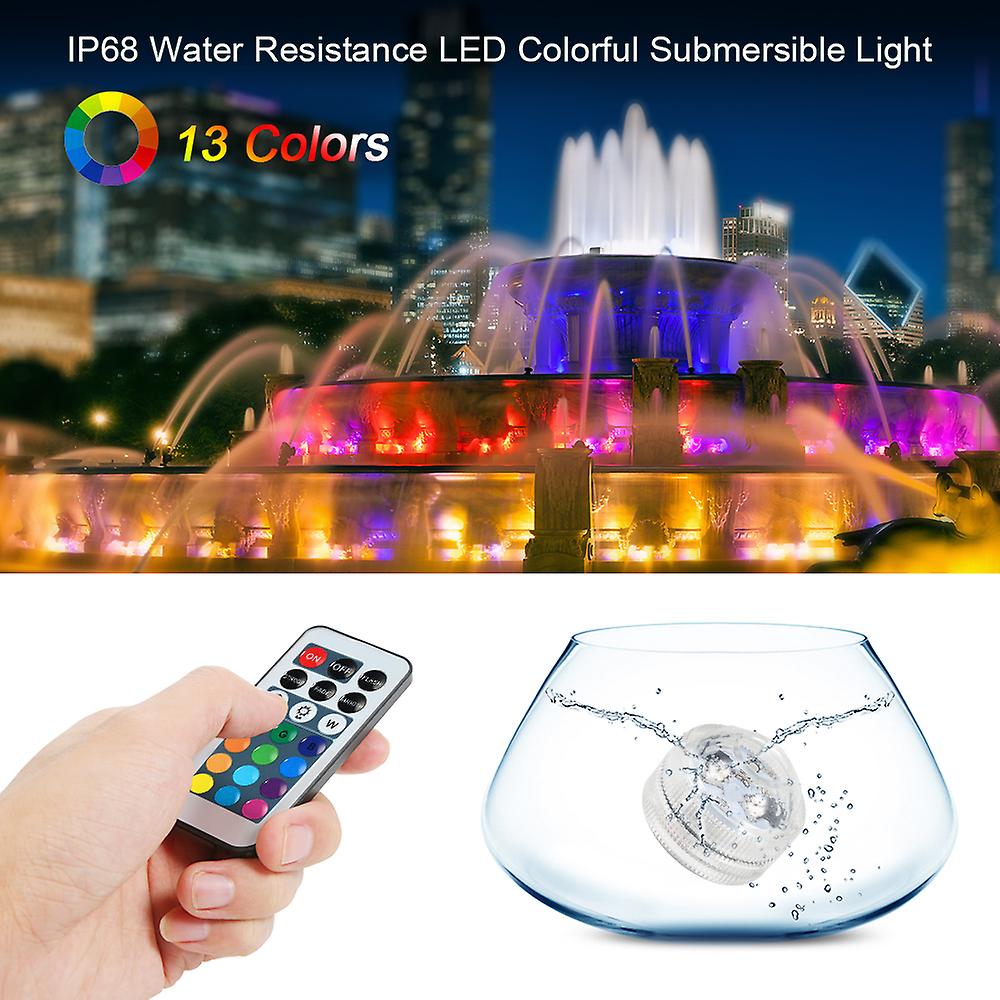 Mini Leds Rgb Submersible Light Colorful Lamp Underwater Candle Light Ip68 Water Resistance With Remote Control 6pack No.176502