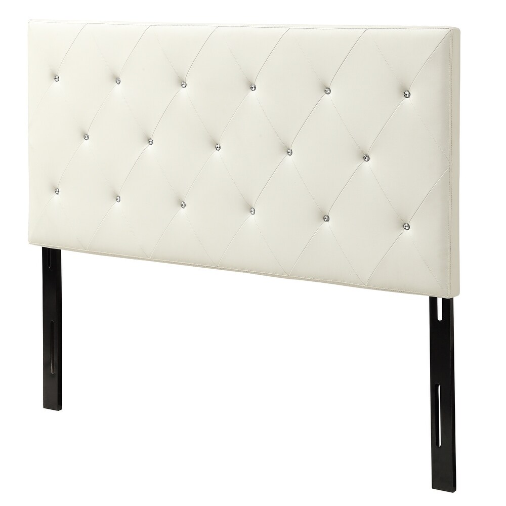 Silver Orchid Heston Contemporary Crystal Diamond Tufted Black Headboard