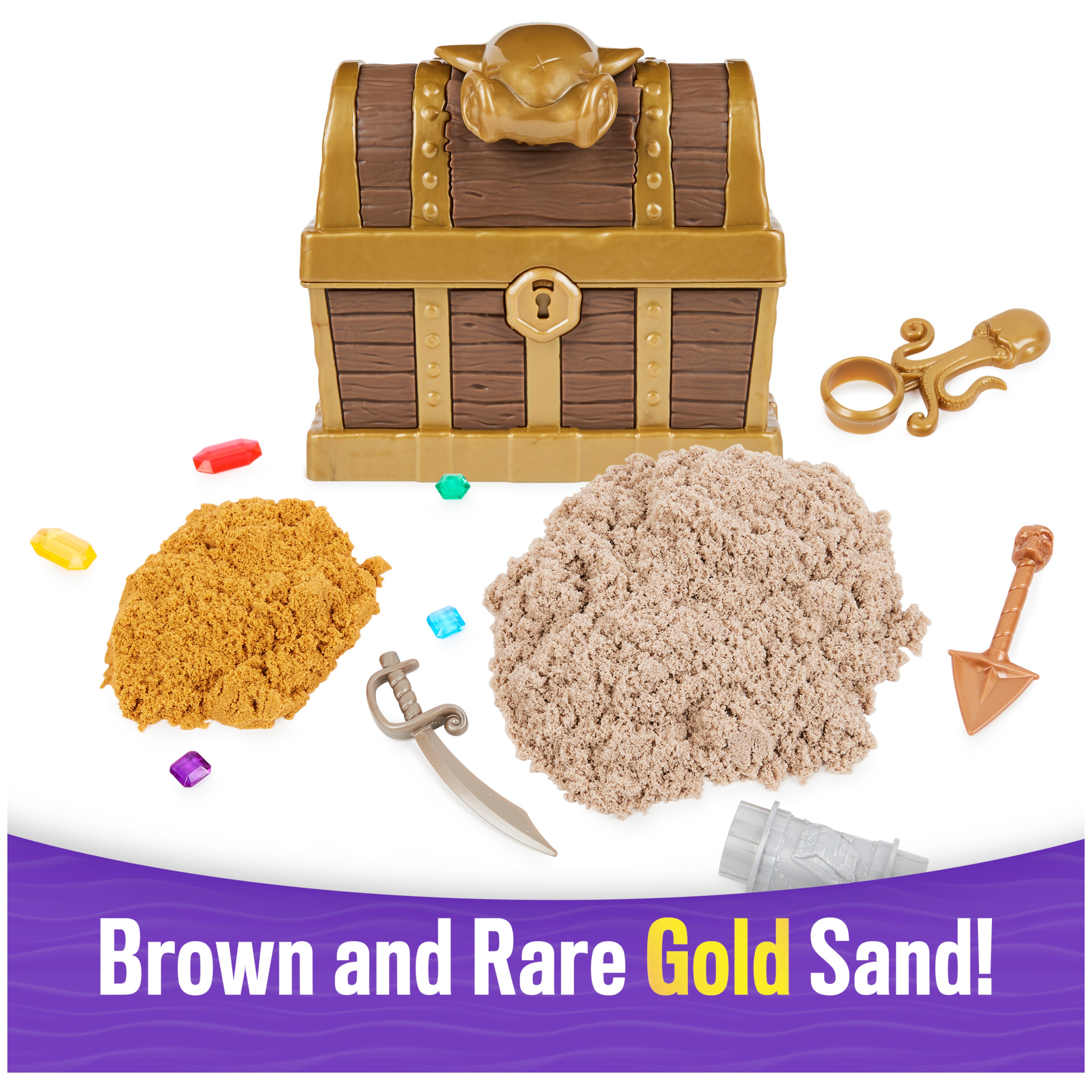 Kinetic Sand Treasure Hunt with 1.25lbs Brown & Rare Gold Shimmer Sand