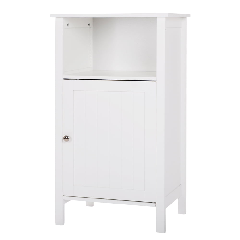 Ktaxon Wooden Bathroom Floor Cabinet, Freestanding Storage Cabinet with Cupboard and Open Shelf for Home, White