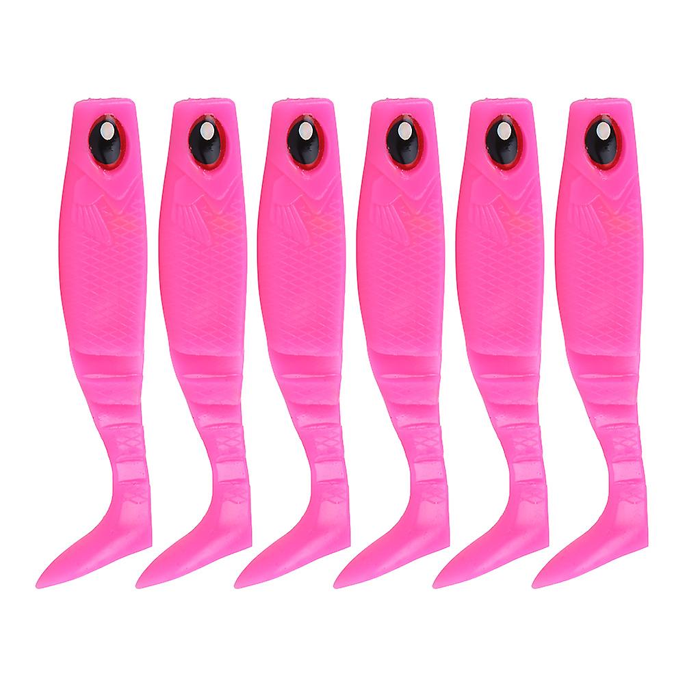 6pcs Pvc Soft Bait Aritificial Lures 4in 0.2oz Jigging Tail Wobblers Fishing Accessoriespink