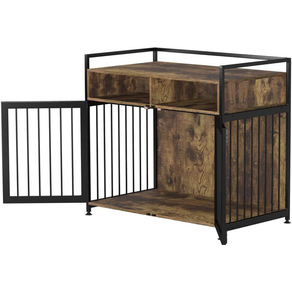 HOMLUX Cages for Dogs Indoor Heavy-Duty Super Sturdy Dog Kennels with Storage and Anti-Chew - Medium NVLB09WMG5TPB