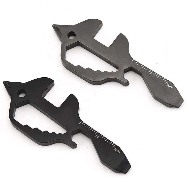 Wholesale Fish Shape Metal Credit Card Outdoor Multifunctional Hiking Buhscraft Bottle Opener Wrench Tools