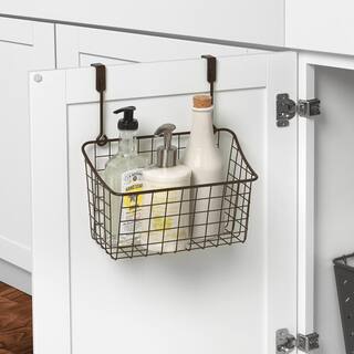 Spectrum Grid Over the Cabinet Towel Bar and Medium Basket in Bronze 48524