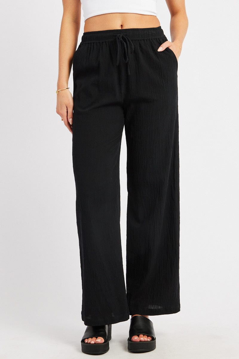 Black Wide Leg Pants High Rise