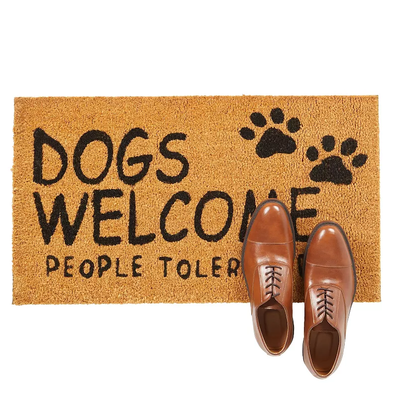 Natural Coco Coir Mat， Dogs Welcome People Tolerated， Outdoor Dog Door Mat for Porch (30 x 17 In)