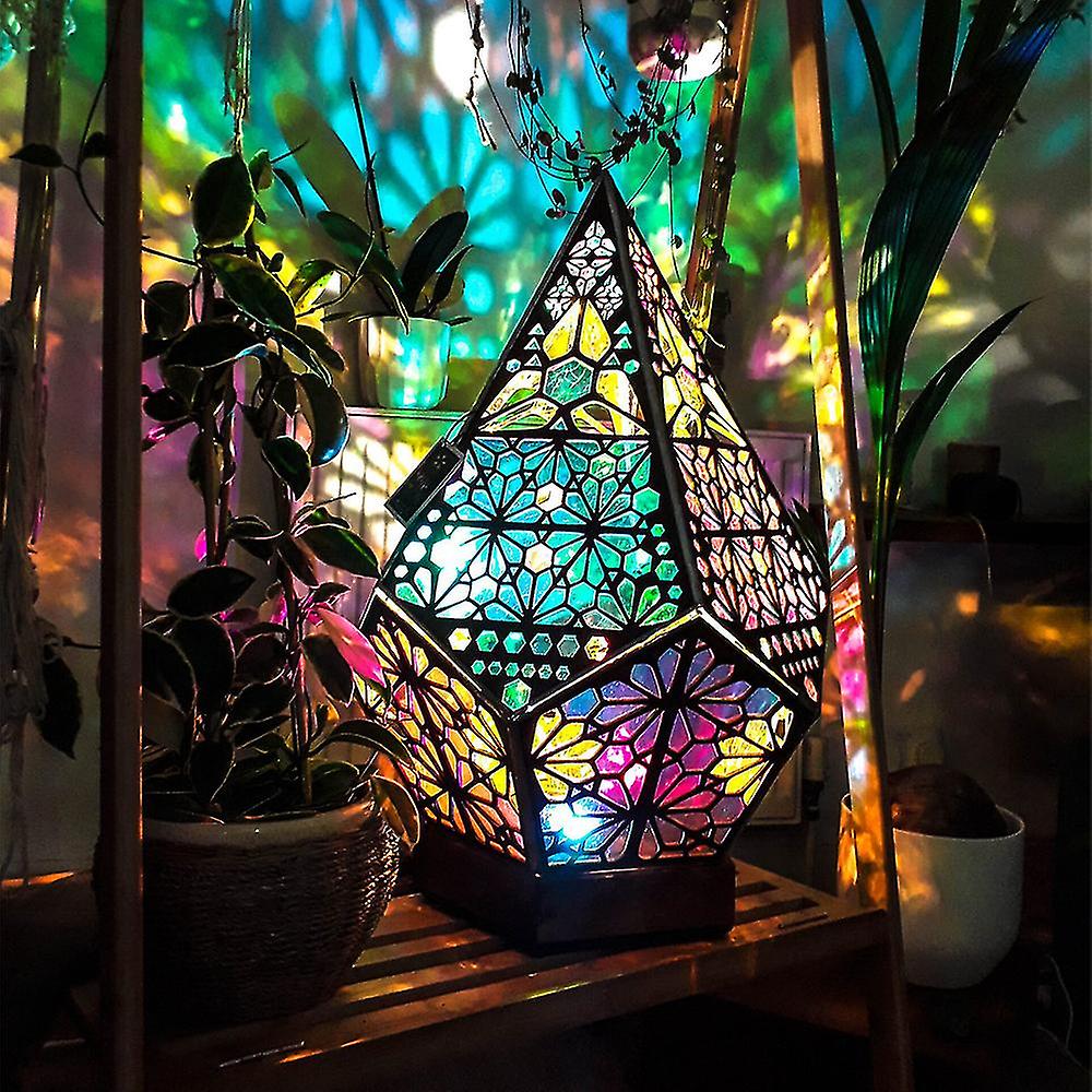 Bohemian Mosaic Starry Sky Floor Projections Lamp Table Bedside Light