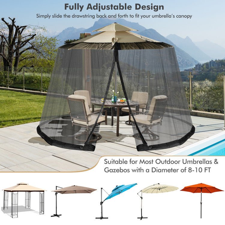 Premium 8-12FT Patio Umbrella Mosquito Mesh Netting With Fillable Base