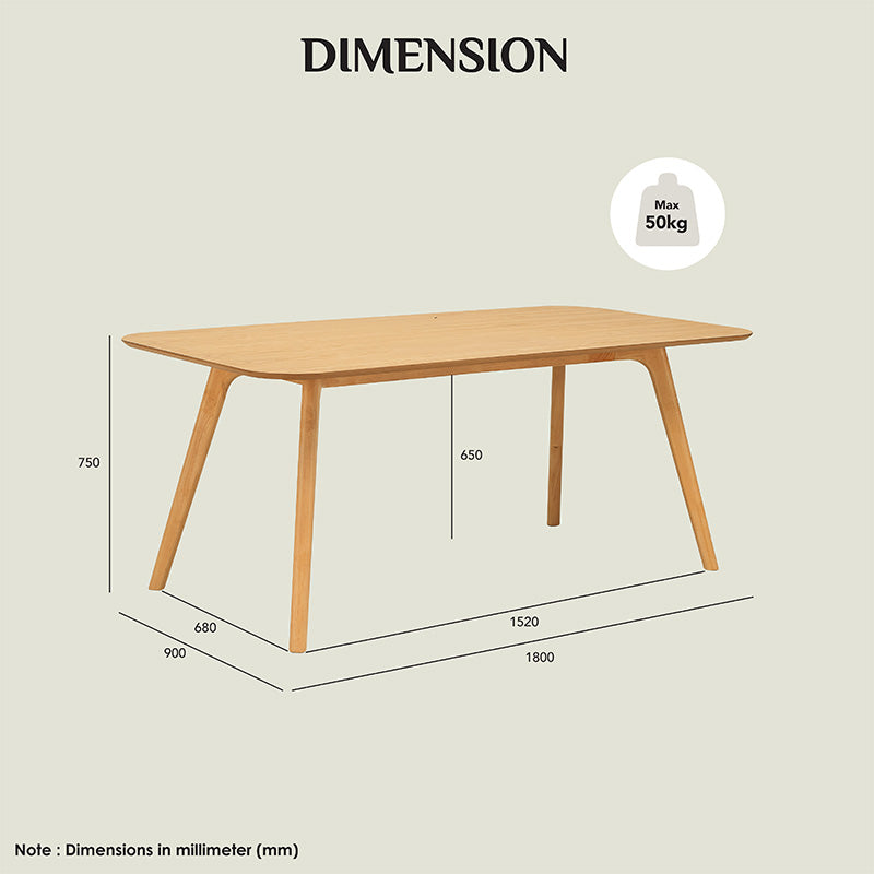 RODEN Dining Table 180cm - Walnut