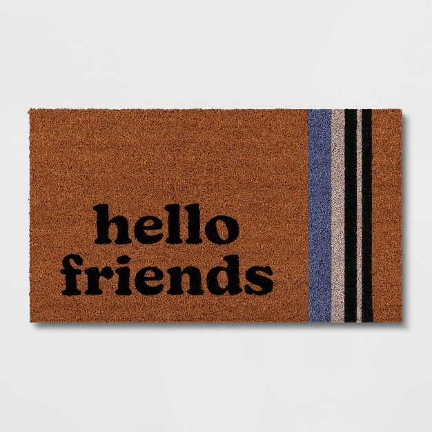 Hello Friends Rectangular Outdoor Door Mat Multicolor