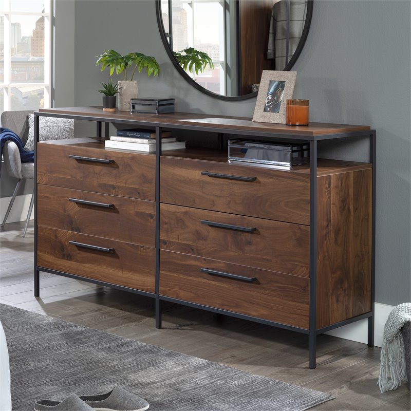 Sauder Nova Loft Engineered Wood Bedroom Dresser in Grand Walnut