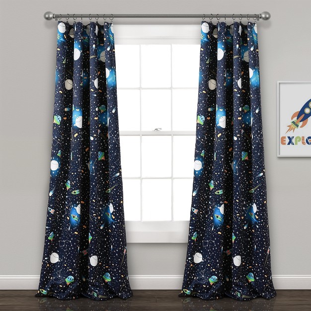 Universe Room Darkening Window Curtain Panels Navy Lush D cor