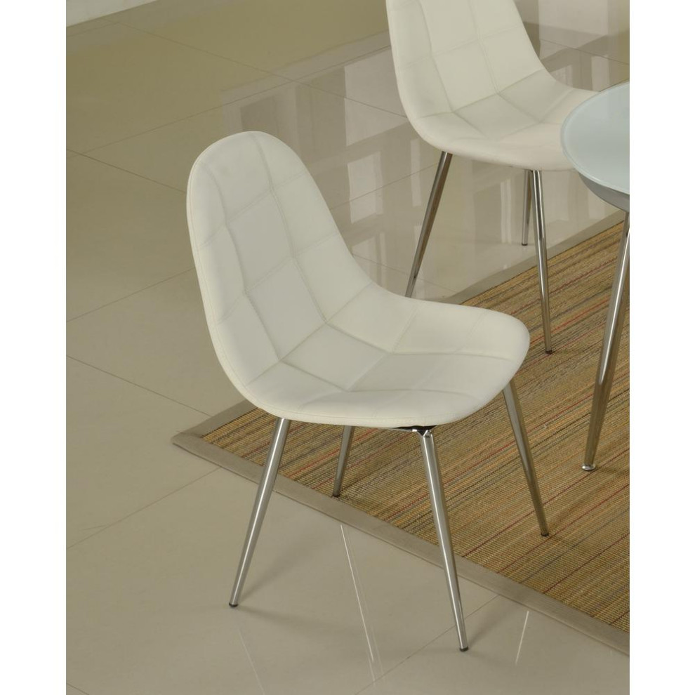 Waffle Tufted Side Chair With Bucket Seat    Set Of 4  White   Midcentury   Dining Chairs   by Homesquare  Houzz