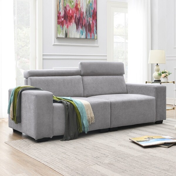 2-Seater Sectional Sofa Couch with Multi-Angle Adjustable Headrest， Spacious and Comfortable Velvet Loveseat for Living Room