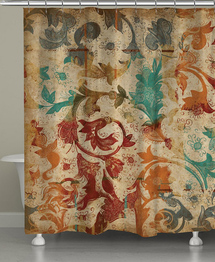 Laural Home Floral Scroll Shower Curtain