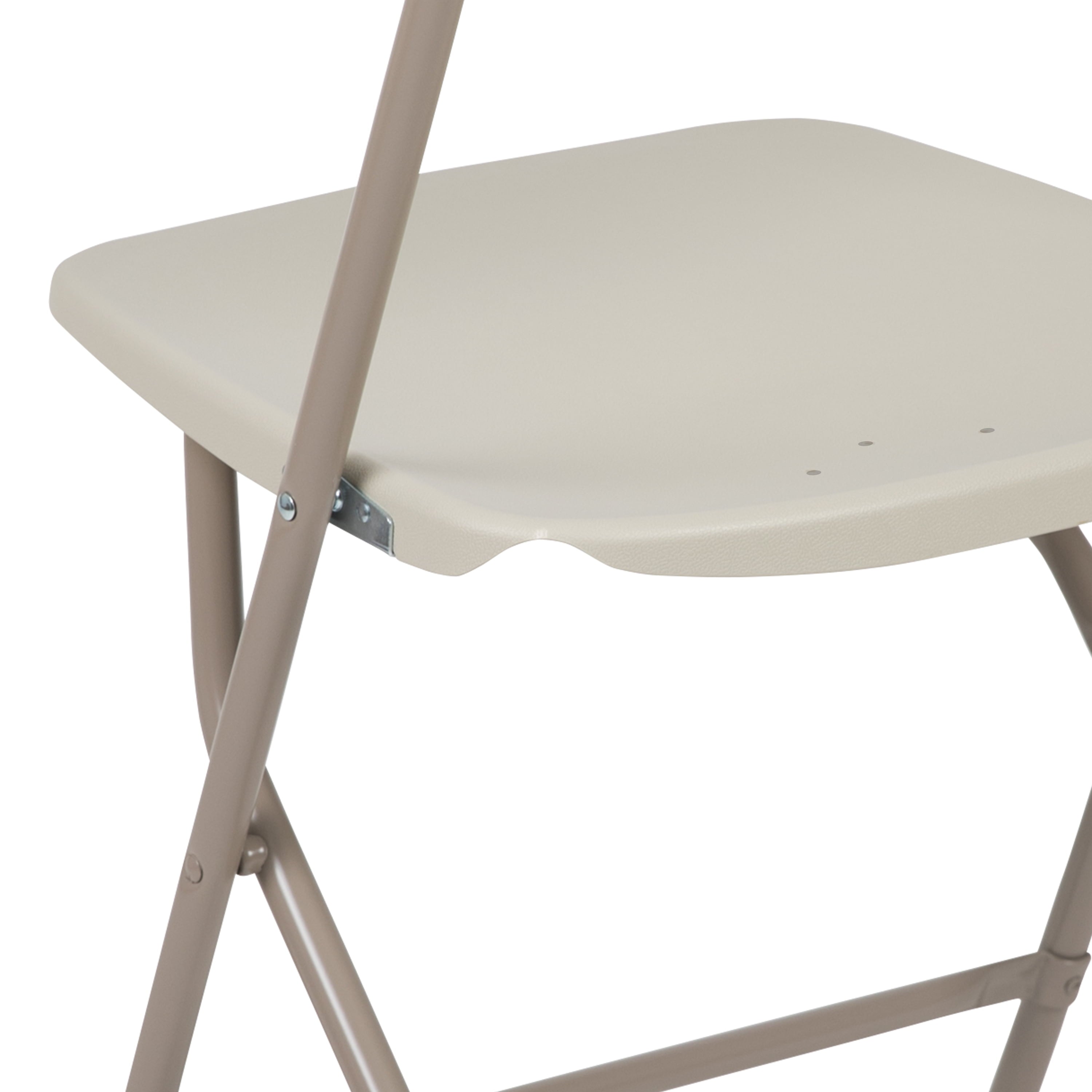 Emma + Oliver Set of 10 Beige Stackable Folding Plastic Chairs - 650 lb Weight Capacity