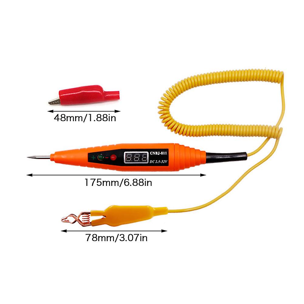 2.5-32v Car Multifunction Circuit Tester Digital Lcd Screen Circuit Tester Pen Electrical Diagnostic Tool Power Probe Voltage Test