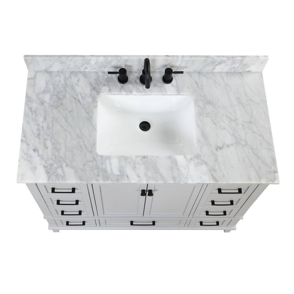 Home Decorators Collection Merryfield 43 in. W x 22 in. D Bath Vanity in Dove Gray with Carrara Marble Vanity Top in White with White Sink 19112-VS43-DV