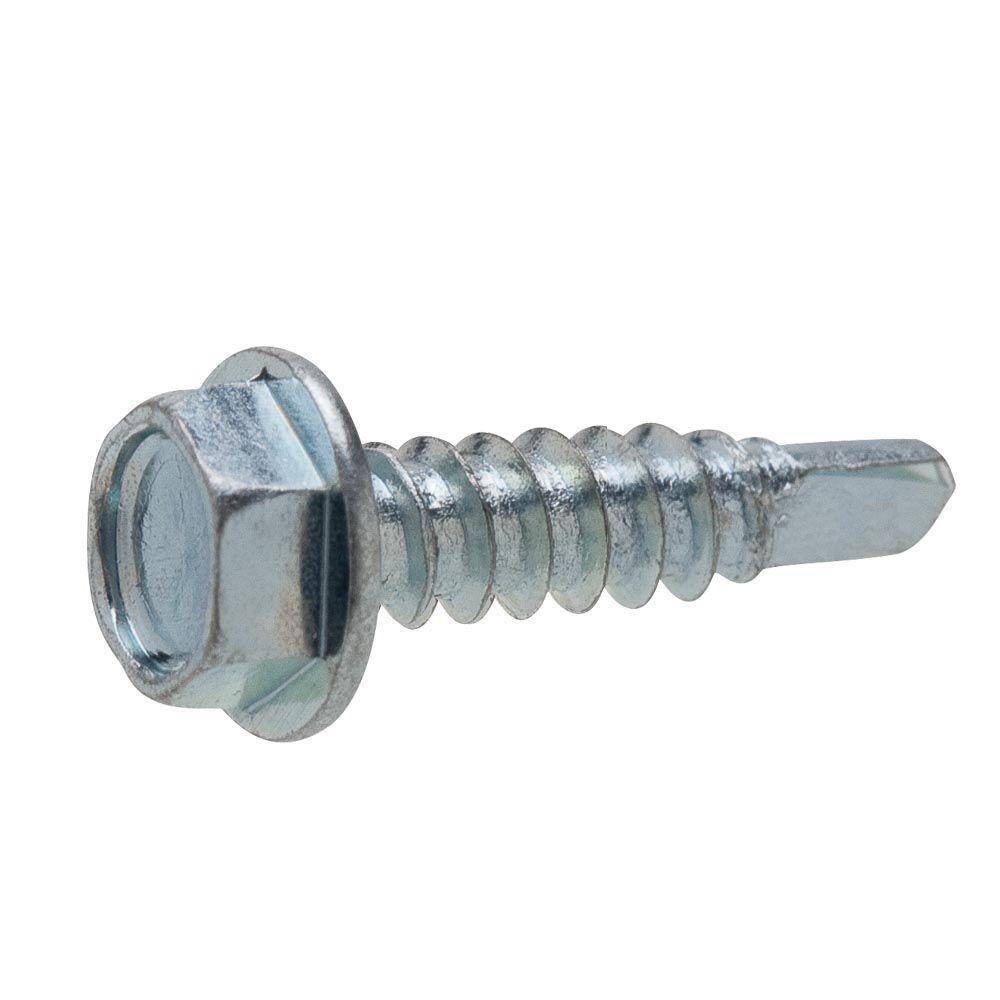 Everbilt #6 x 12 in. Zinc Plated Hex Head Sheet Metal Screw (100-Pack) 801182