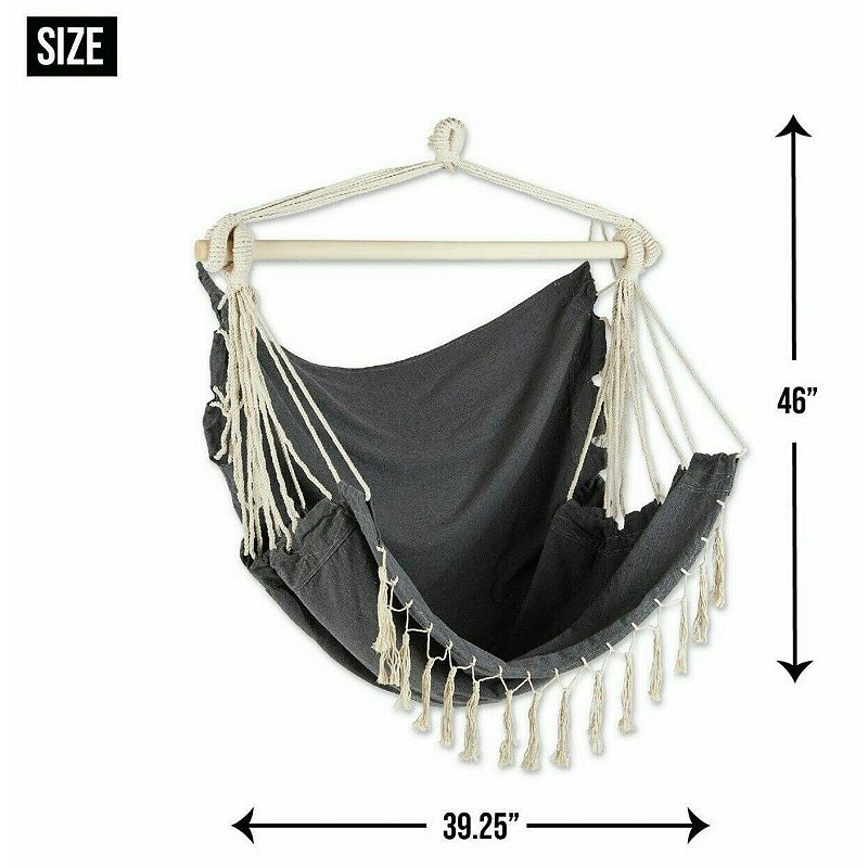 Actifo Hammock Chair with Tassel Fringe - Gray