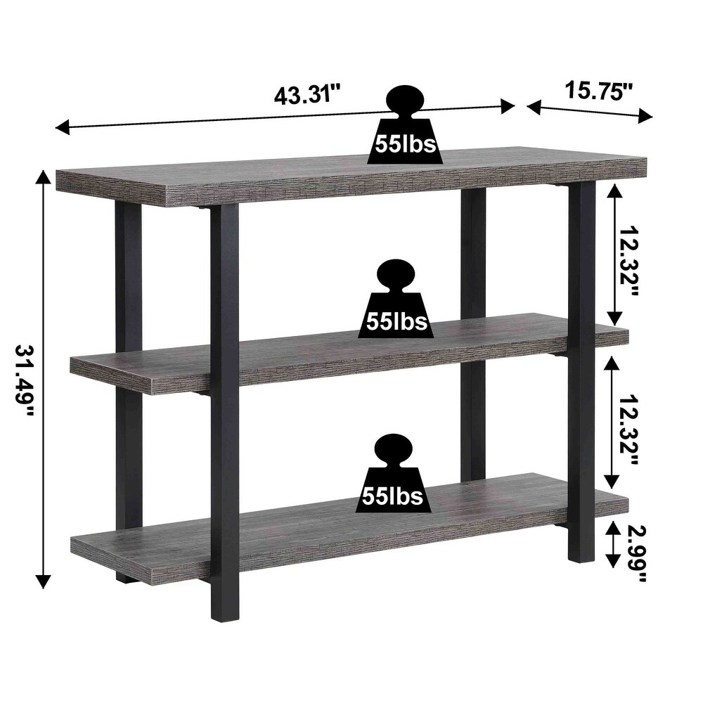 Wood Sofa Table Narrow Hallway Table with Shelves 3 Tier Console Table