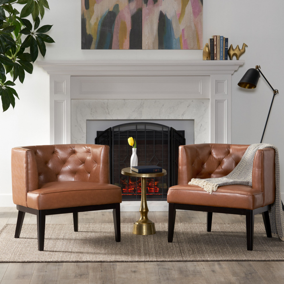 Evans Tufted Accent Chairs  Set of 2   Transitional   Armchairs And Accent Chairs   by GDFStudio  Houzz