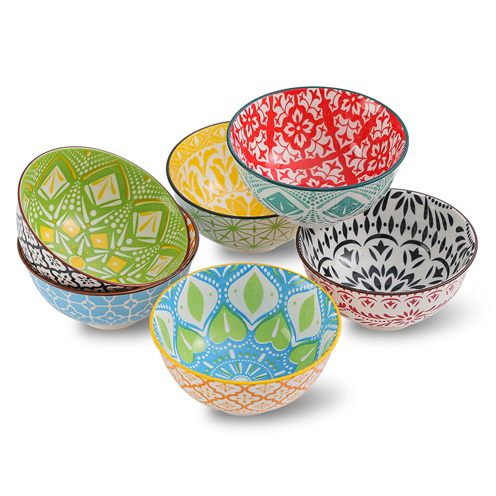 AHX 10-oz Porcelain Dessert Bowls Cereal Bowl，4.75 inch Colorful Small Bowls，Round Ceramic Bowl Set of 6