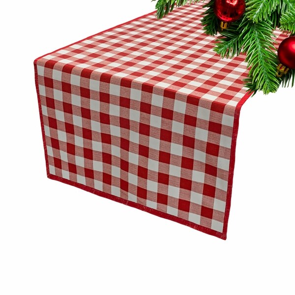 Joita Reversible PLAIDO Bright Red/RIBBONS Bright Red Christmas Table Runner