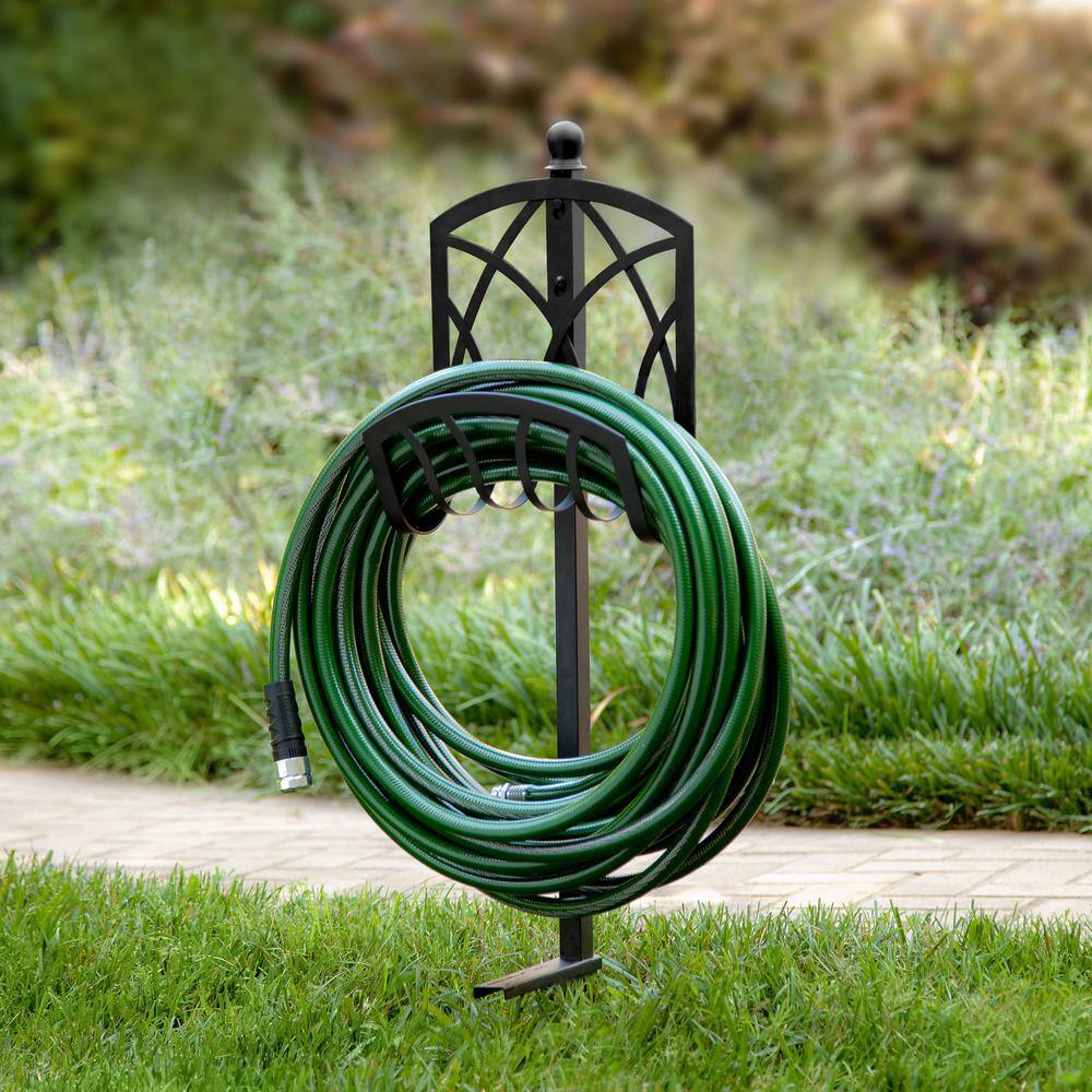 LIBERTY GARDEN Americana 125 ft. Black Decorative Water Hose Holder Hanger 232
